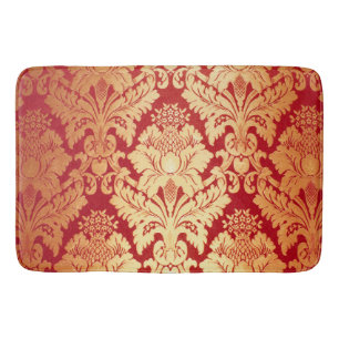Alfombrilla De Baño Modelo rojo retro de lujo elegante del damasco del