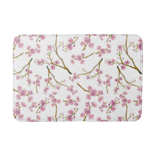 Alfombrilla De Baño Modelo rosado bonito de la acuarela de la flor de
