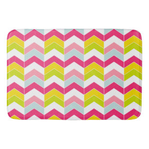 Alfombrilla De Baño Modelo rosado colorido de Chevron del zigzag