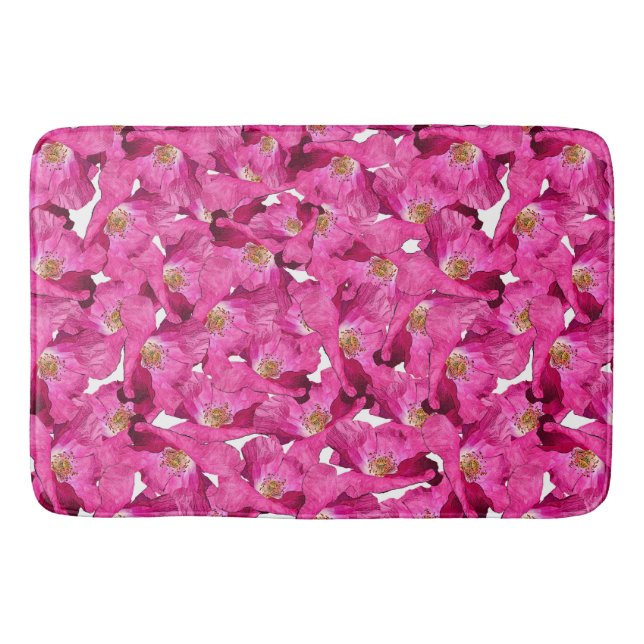 Alfombrilla De Baño Modelo rosado de las amapolas florales (Anverso)