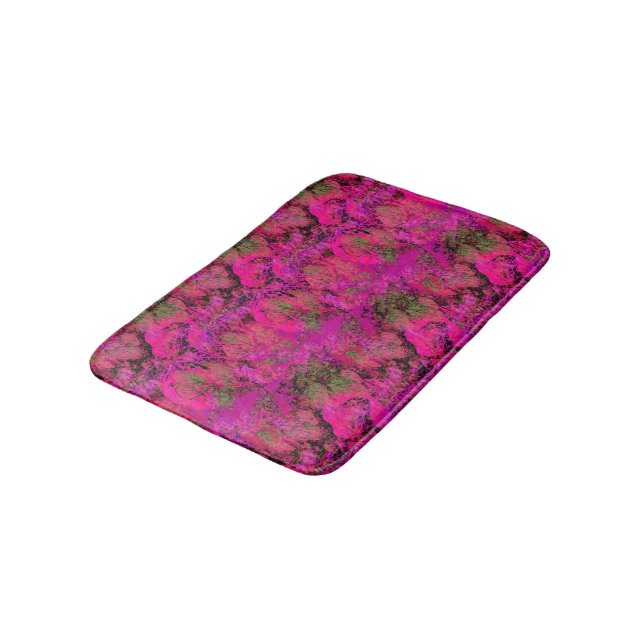 Alfombrilla De Baño Modelo rosado vibrante del follaje (Angular)