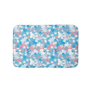 Alfombrilla De Baño Modelo rosado y azul del perro del camuflaje