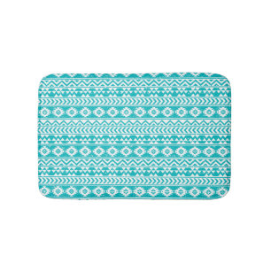Alfombrilla De Baño Modelo tribal azteca del Grunge verde azulado