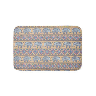 Alfombrilla De Baño Modelo tribal del elefante étnico azul