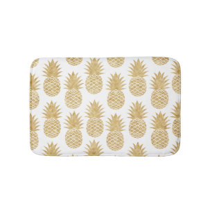 Alfombrilla De Baño Modelo tropical elegante de la piña del oro blanc
