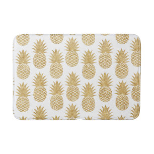 Alfombrilla De Baño Modelo tropical elegante de la piña del oro blanc