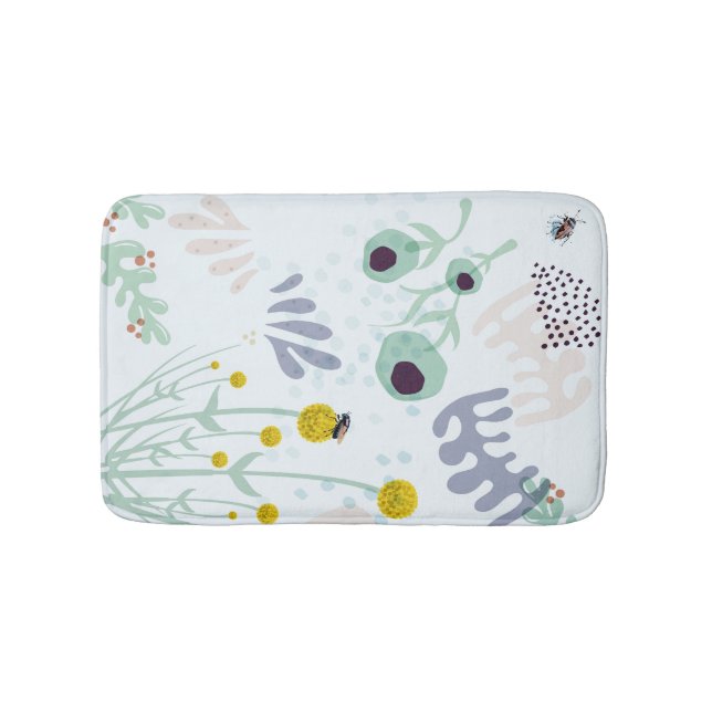 Alfombrilla De Baño Modern Abstract Botanical Yellow Billy Button (Anverso)