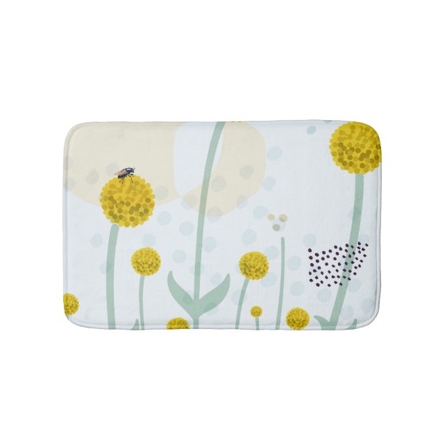Alfombrilla De Baño Modern Abstract Botanical Yellow Billy Button (Anverso)