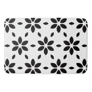 Alfombrilla De Baño Modern Black and White Abstract Floral 