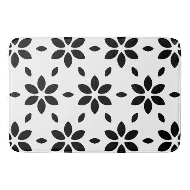Alfombrilla De Baño Modern Black and White Abstract Floral  (Anverso)
