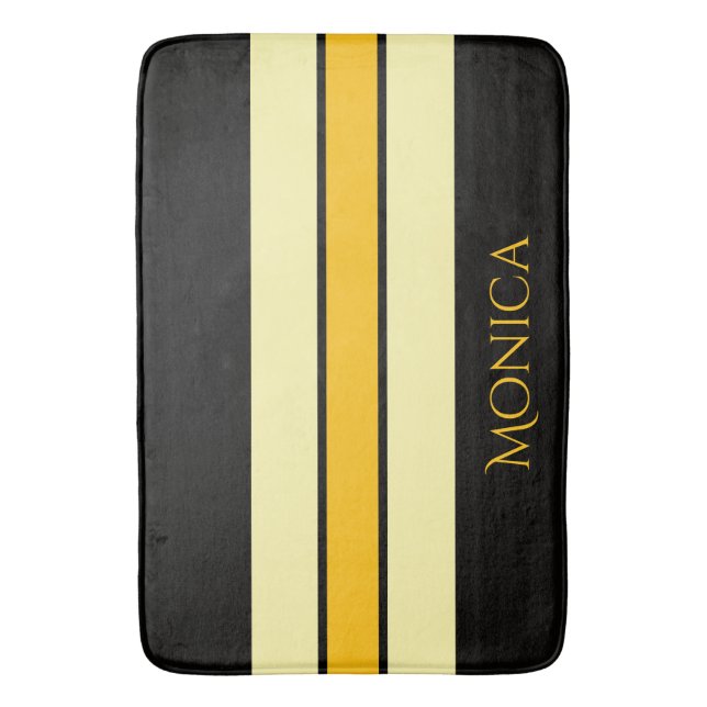 Alfombrilla De Baño  modern black &yellow beige  monogram name (Frente vertical)