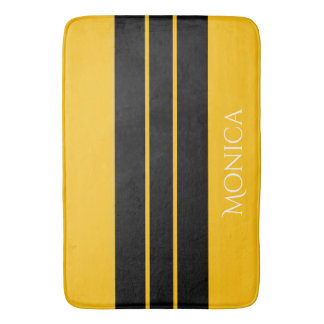 Alfombrilla De Baño  modern black &yellow  monogram name