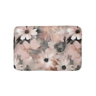 Alfombrilla De Baño Modern Blush Pink Gray Floral