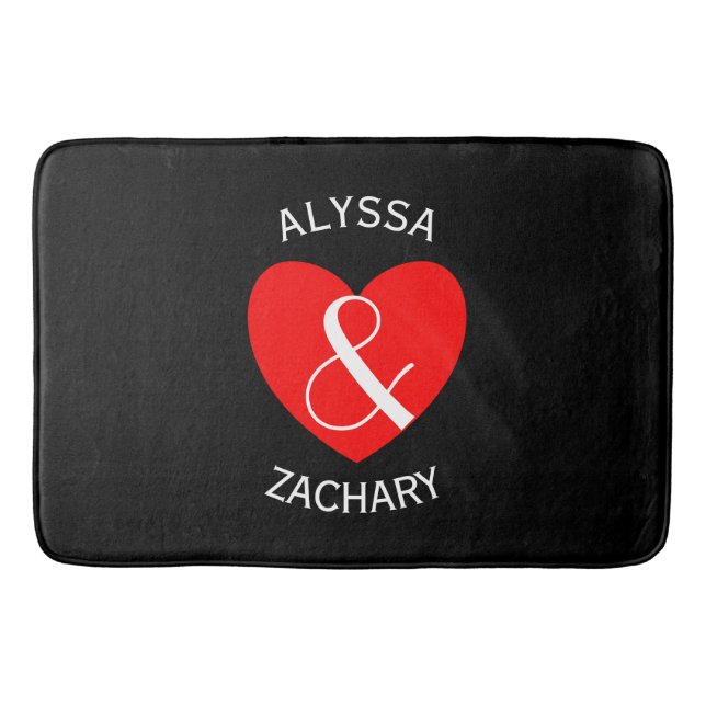 Alfombrilla De Baño Modern Bride y Groom Red Heart Curved Textos A29 (Anverso)