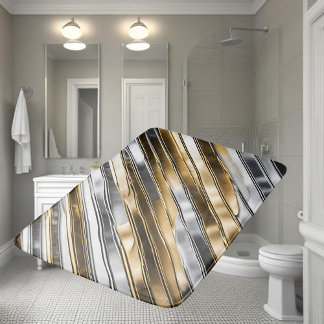 Alfombrilla De Baño Modern, cool, chic, silver and gold stripe pattern