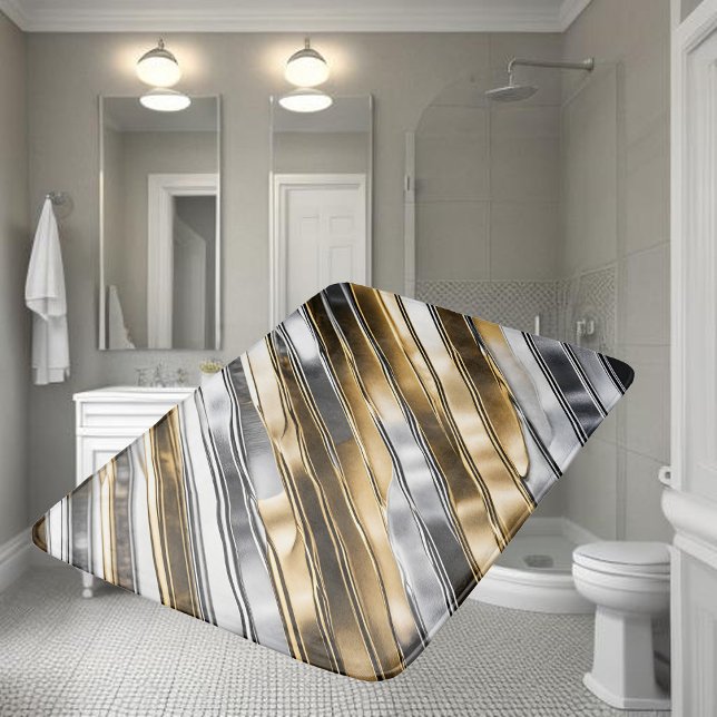 Alfombrilla De Baño Modern, cool, chic, silver and gold stripe pattern (Subido por el creador)