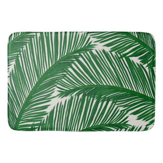 Alfombrilla De Baño Modern Green Palm Leaf Tropical Pattern (Anverso)