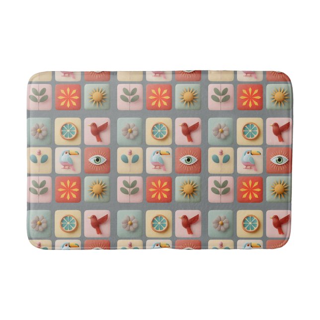 Alfombrilla De Baño Modern Pastel Nature Icons (Anverso)