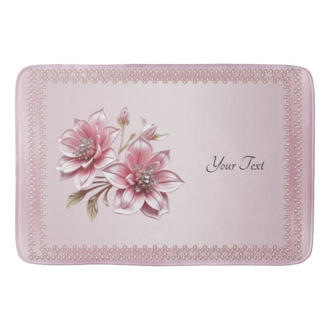 Alfombrilla De Baño Modern Pink Flowers Bath Mat (Anverso)