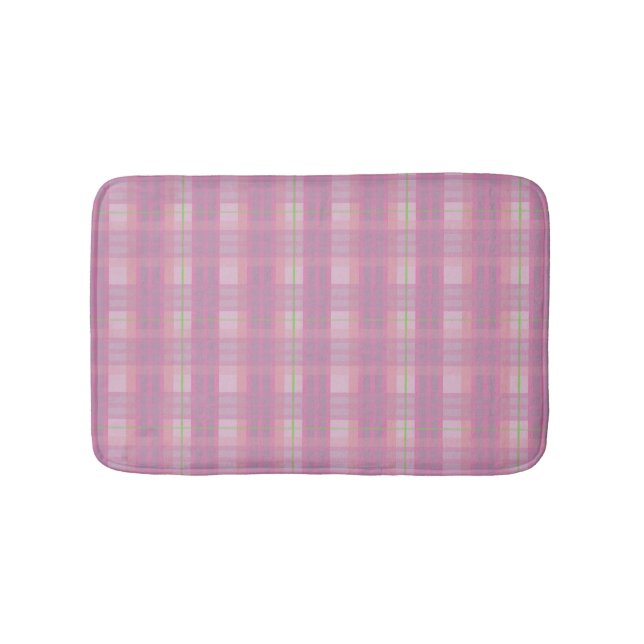 Alfombrilla De Baño Modern Pink Plaid Bath Mat (Anverso)