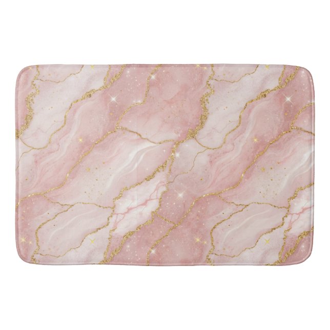 Alfombrilla De Baño Modern Rose Quartz Marble Gold (Anverso)