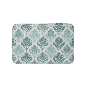 Alfombrilla De Baño Modern Teal Nordic Damask