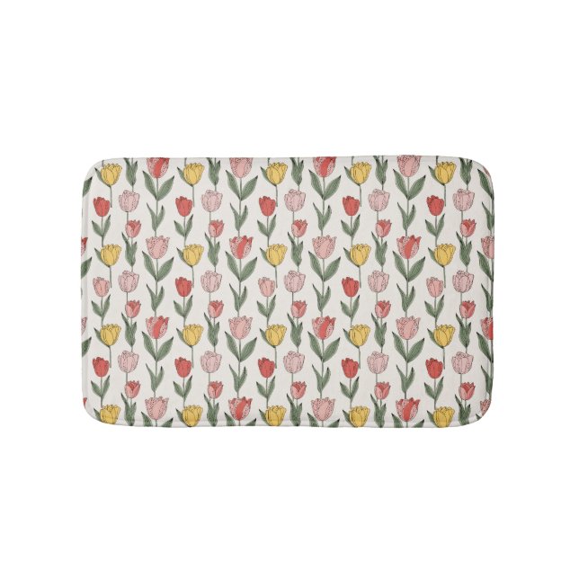 Alfombrilla De Baño Modern Tulip Floral Pattern Soft Botanical Spring (Anverso)