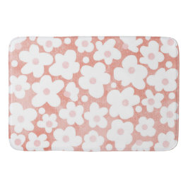 Alfombrilla De Baño Moderna Daisies Sencillos Pastel Terracota Rosa