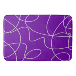 Alfombrilla De Baño Moderna línea abstracta de arte en morado