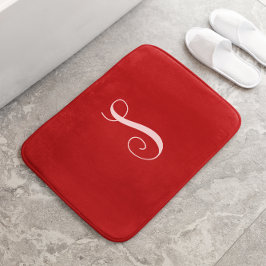 Alfombrilla De Baño Moderna Moda roja y elegante monograma Personaliza