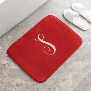 Alfombrilla De Baño Moderna Moda roja y elegante monograma Personaliza