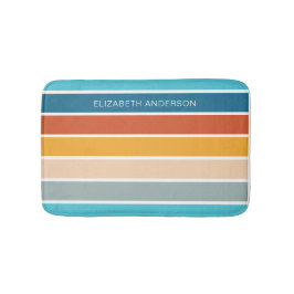 Alfombrilla De Baño Modernas franjas de atardecer retro personalizadas