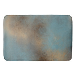 Alfombrilla De Baño Moderno Blue Gold Serene Resumen Arte