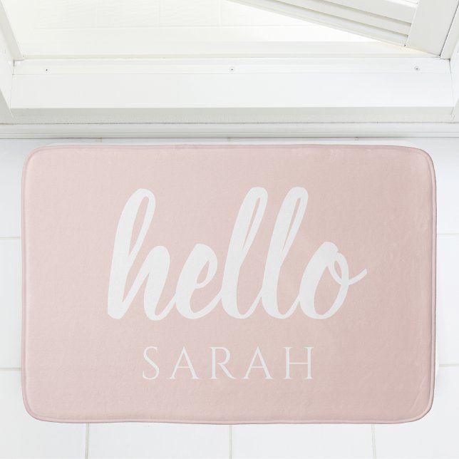 Alfombrilla De Baño Moderno Pastel Pink Hello Y You Name (Subido por el creador)