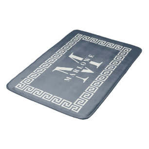 Alfombrilla De Baño Moderno y elegante marco gris azul turbio monogram