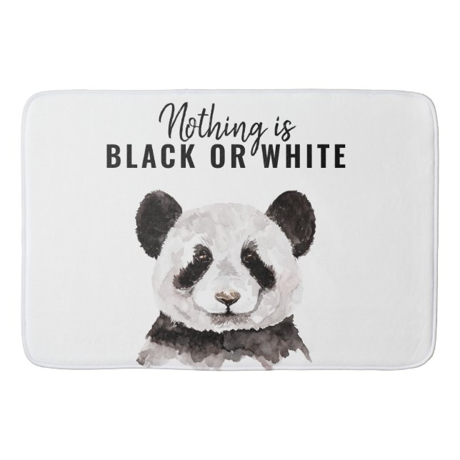 Alfombrilla De Baño Moderno Y Gracioso Panda Blanco Y Negro Con Cita (Anverso)
