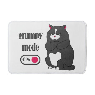 Alfombrilla De Baño Modo gruñón en gato gordo gracioso