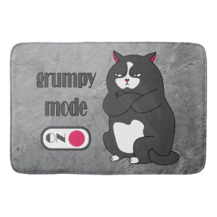 Alfombrilla De Baño Modo gruñón en gato gordo gracioso