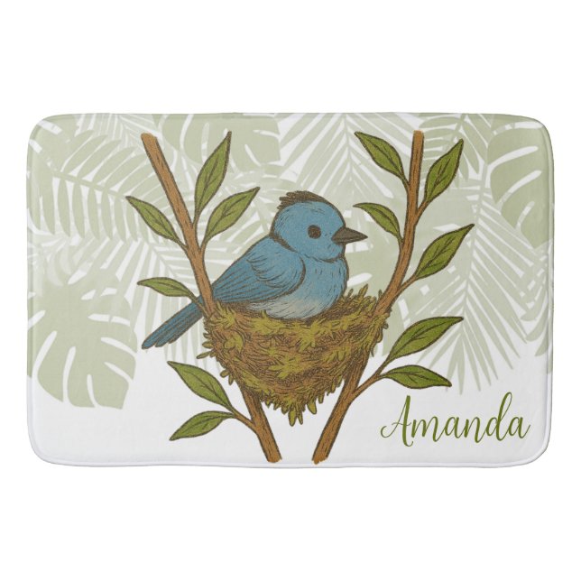 Alfombrilla De Baño Monarca de paja negra enclavada entre las hojas (Anverso)