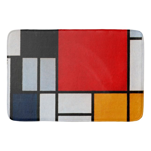 Alfombrilla De Baño Mondrian - Composición con plano rojo grande (Anverso)