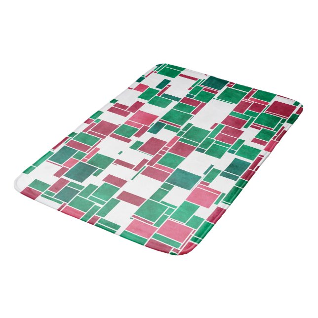 Alfombrilla De Baño Mondrian Navidades rojos y verdes audaces modernos (Angular)