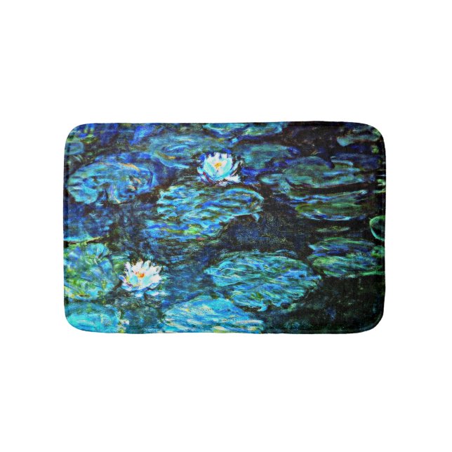 Alfombrilla De Baño Monet - Lilis de agua, azul (Anverso)