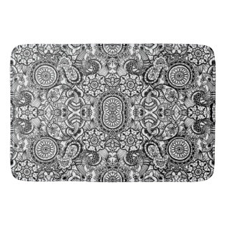 Alfombrilla De Baño Mono floral paisley blanco negro lindo