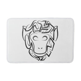 Alfombrilla De Baño Mono tribal blanco y negro