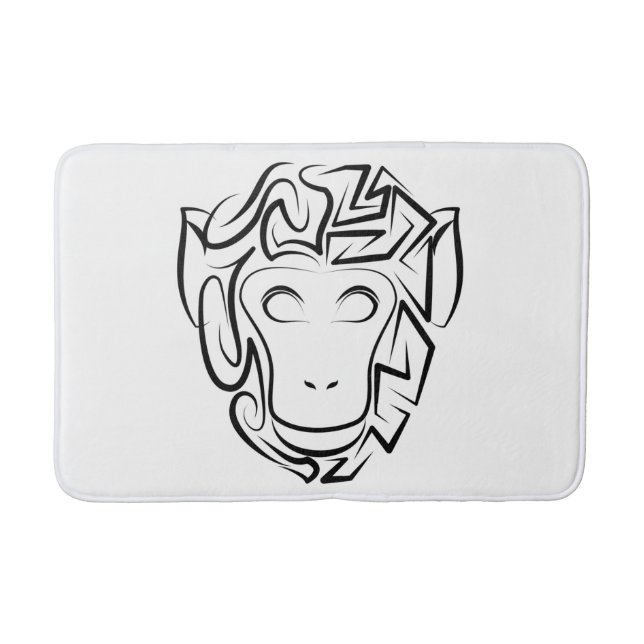 Alfombrilla De Baño Mono tribal blanco y negro (Anverso)