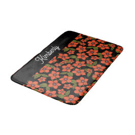 Alfombrilla De Baño Monograma acuarela floral roja