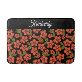 Alfombrilla De Baño Monograma acuarela floral roja