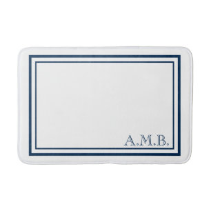 Alfombrilla De Baño Monograma azul de la marina clásica personalizada