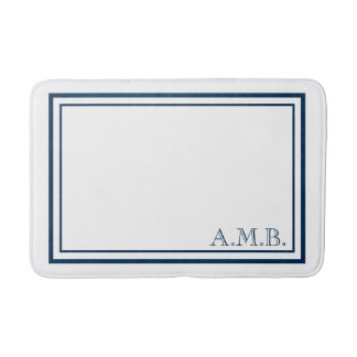 Alfombrilla De Baño Monograma azul de la marina clásica personalizada