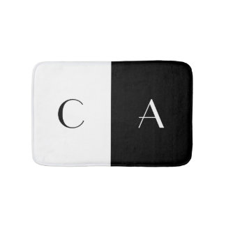 Alfombrilla De Baño Monograma blanco y negro
